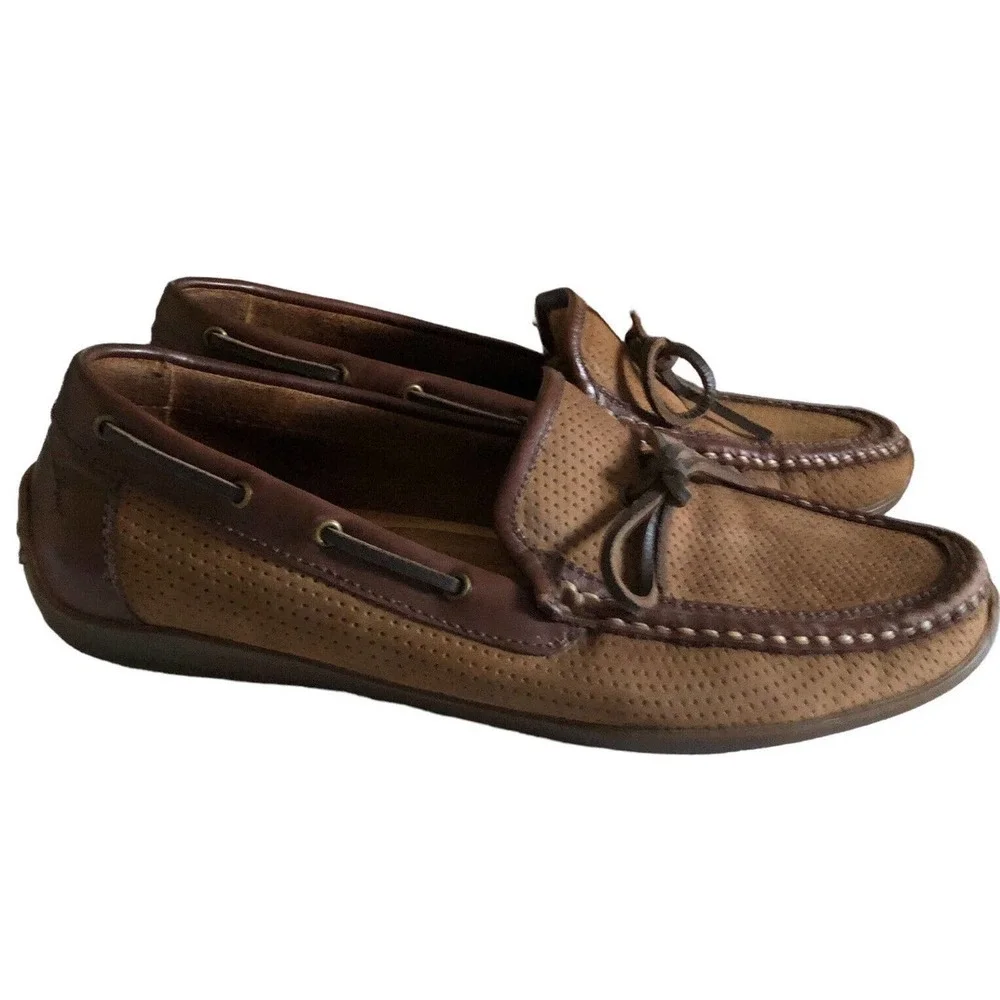 NEW TOMMY BAHAMA Brown Camp Moc Leather Loafer Shoes Men’s 9.5 M